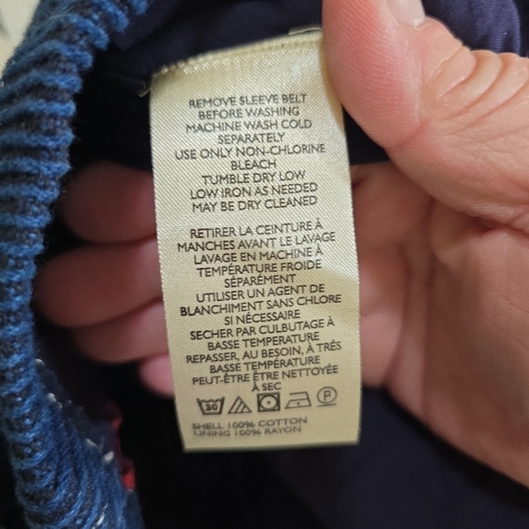 NWT Pilcro Navy Blue Cropped Denim Peacoat Jacket Large - Picture 7 of 10